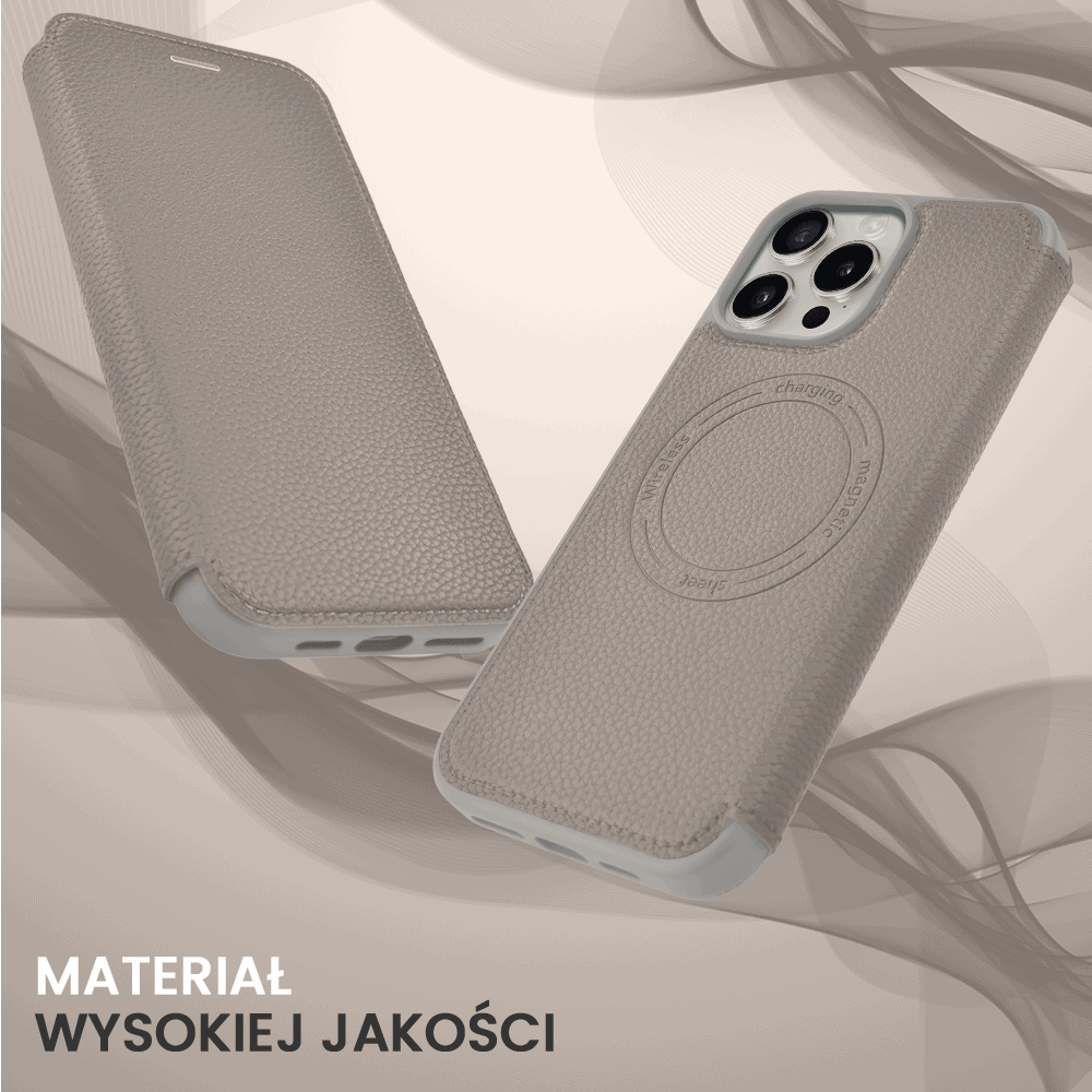 Etui do iPhone 16 Pro z klapką Solid MagSafe Book, typu książka, szare