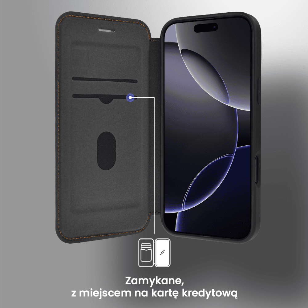 Etui do iPhone 16 Pro z klapką Solid MagSafe Book, typu książka, czarne