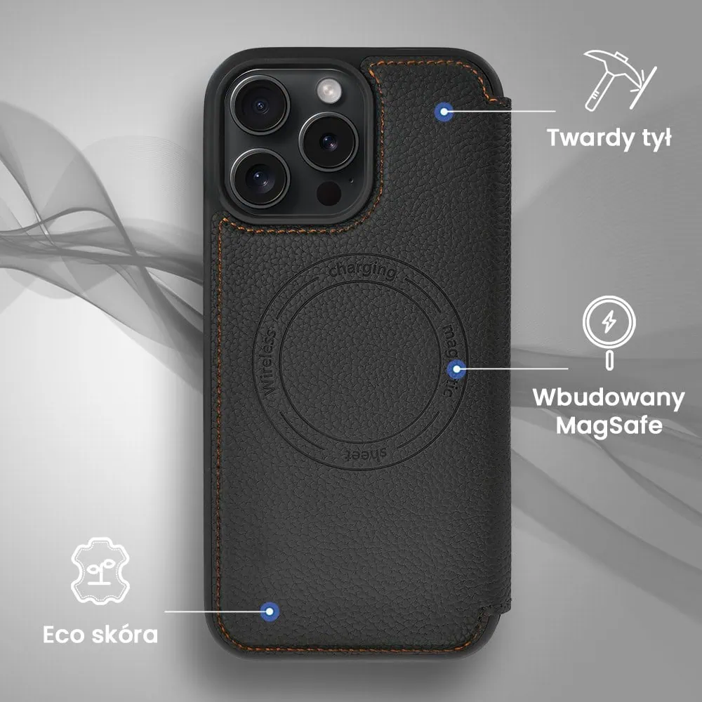 Etui do iPhone 16 Pro z klapką Solid MagSafe Book, typu książka, czarne