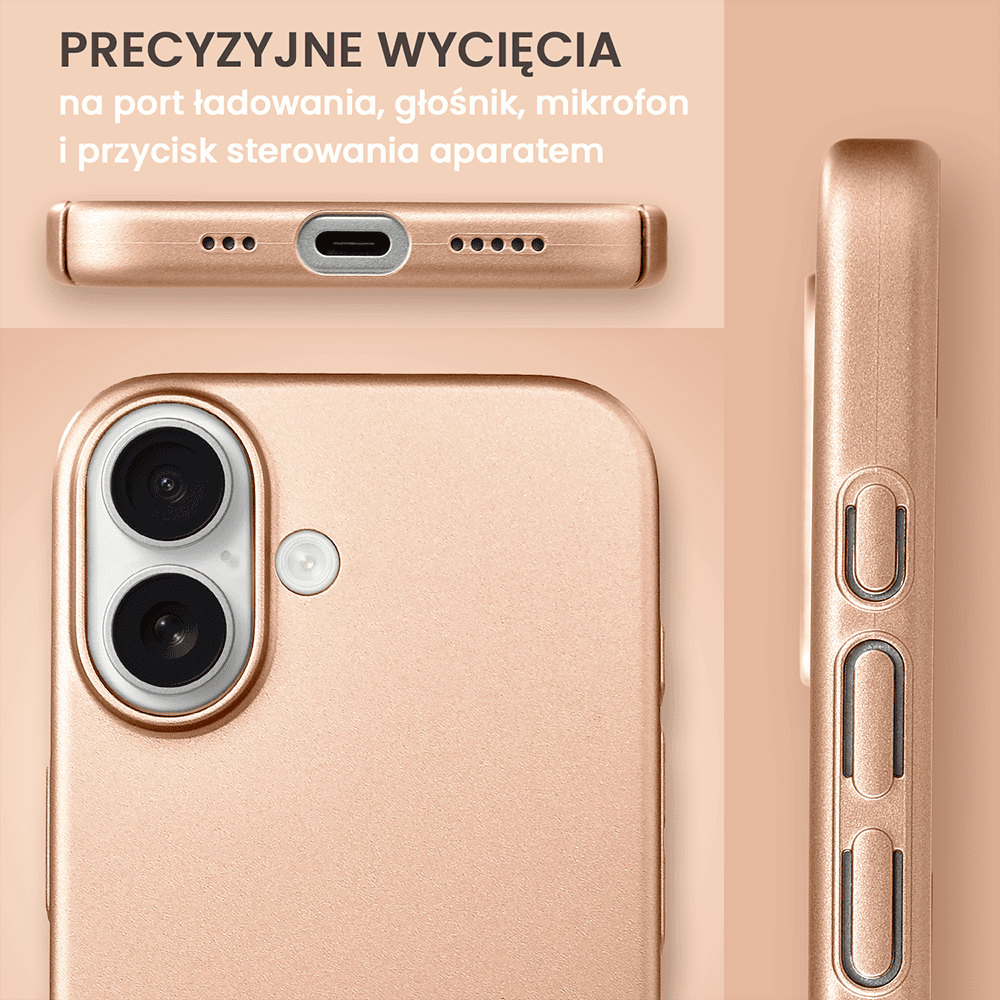 Etui do iPhone 16 Skin Matt satynowe ultra cienkie, złote