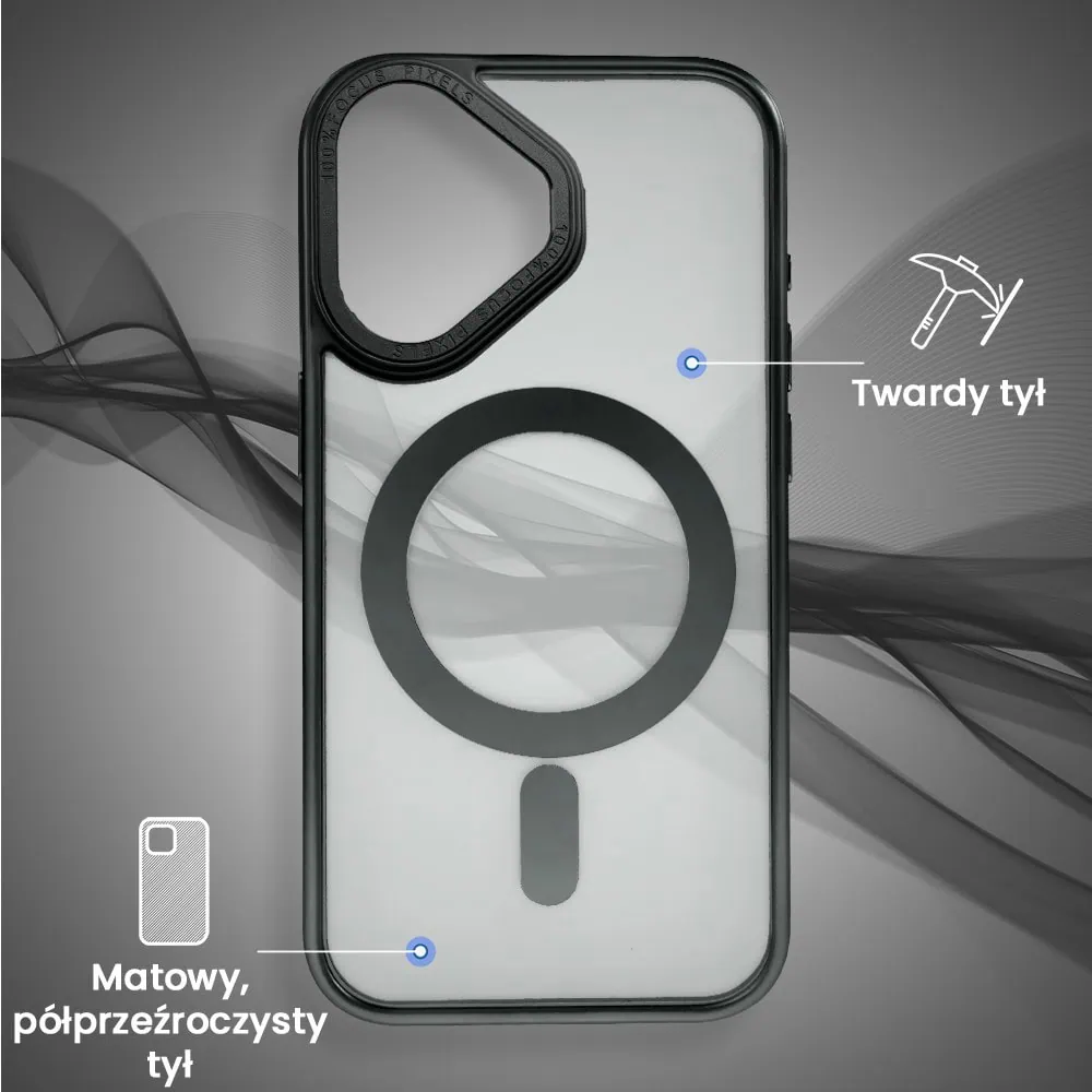 Etui do iPhone 16 cienkie, elastyczne, wzmocniona ramka, Titanium Finish, czarne