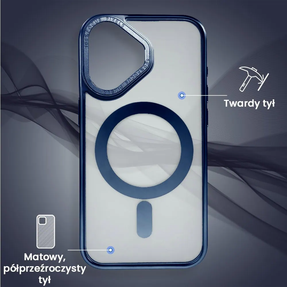 Etui do iPhone 16 cienkie, elastyczne, wzmocniona ramka, Titanium Finish, granatowe