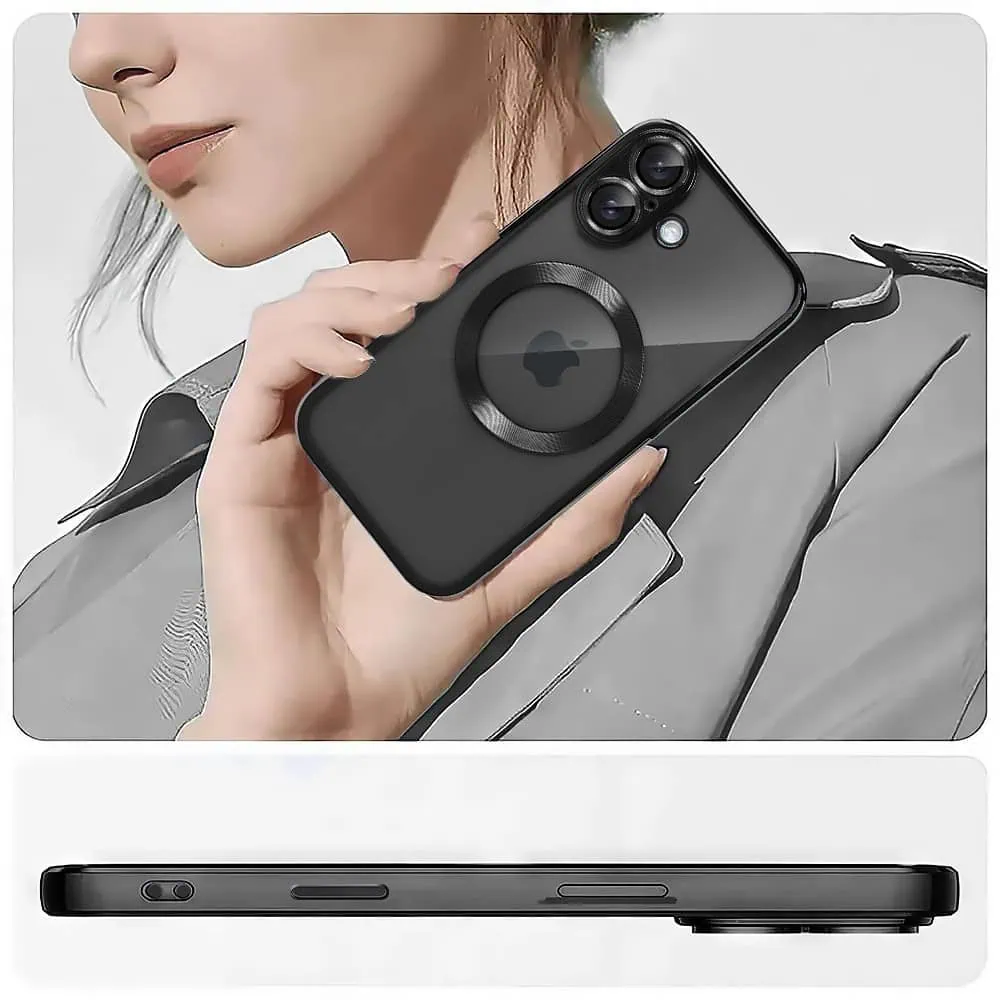 Etui do iPhone 16 Plus Slim Protect Full Cover MagSafe Hard Back, twardy tył, przeźroczyste, czarne
