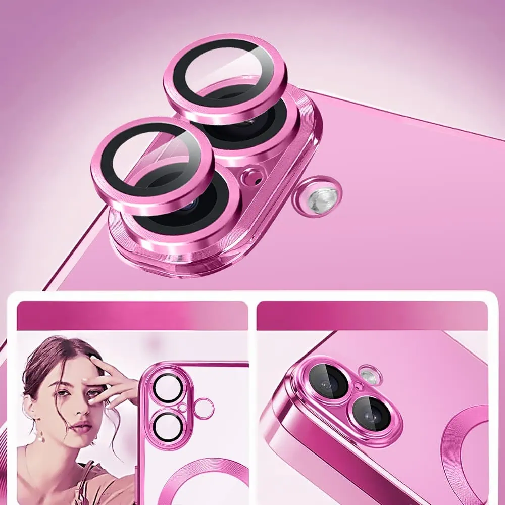 Etui do iPhone 16 Slim Protect Full Cover MagSafe Hard Back, twardy tył, przeźroczyste, różowe