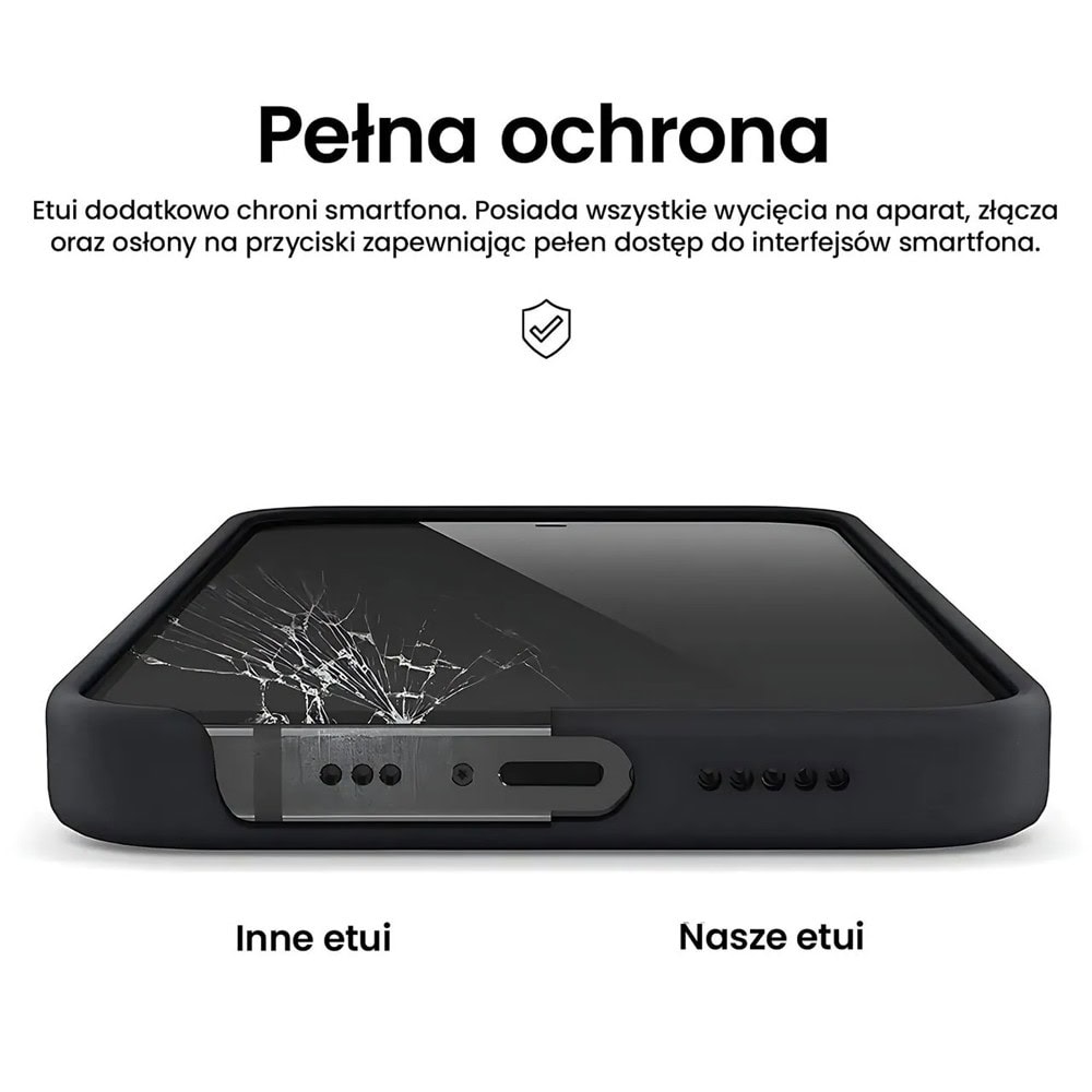 Etui do iPhone 16 Plus Soft Lux matowe z mikrofibrą, trójwarstwowa ochrona, czarne