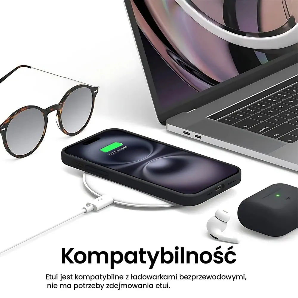 Etui do iPhone 16 Plus Soft Lux matowe z mikrofibrą, trójwarstwowa ochrona, czarne