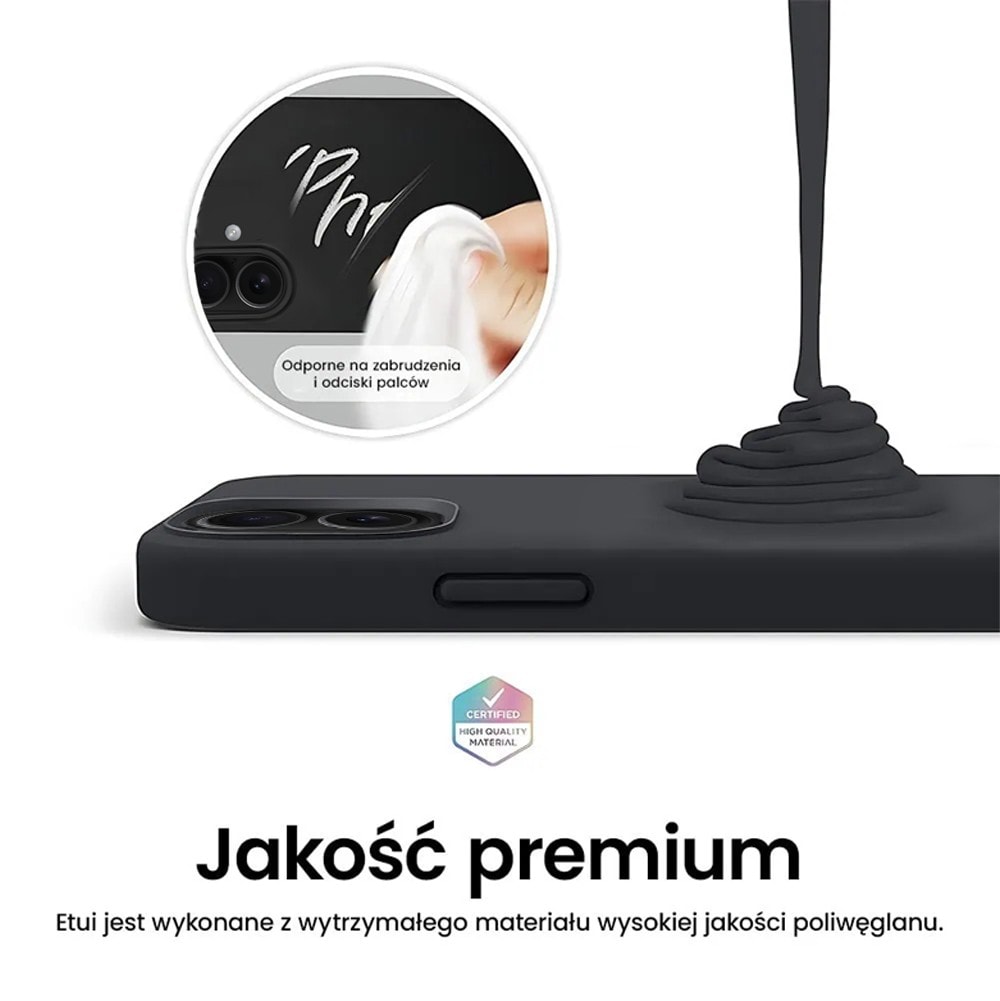 Etui do iPhone 16 Plus Soft Lux matowe z mikrofibrą, trójwarstwowa ochrona, czarne