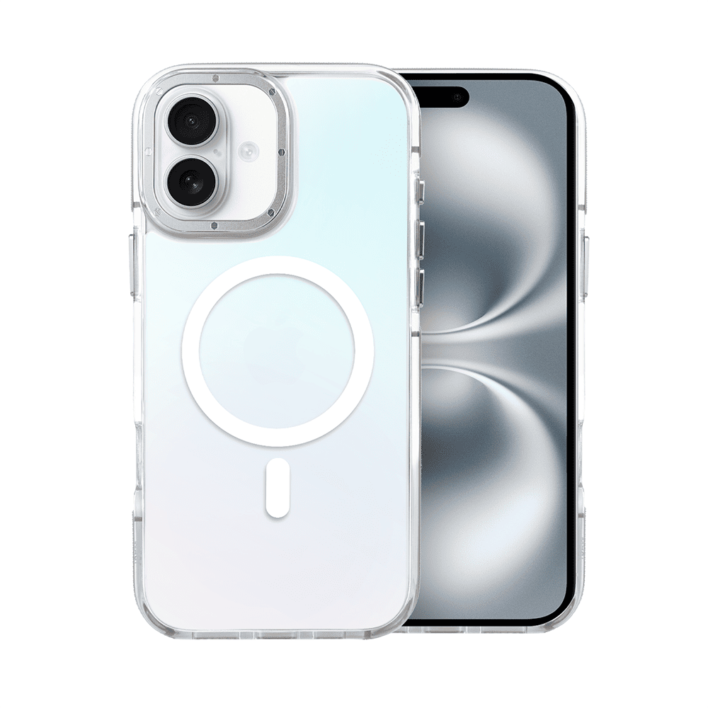 Etui do iPhone 16 Sunrise Fusion Grip z MagSafe, nieślizgające, metalowa osłona, białe