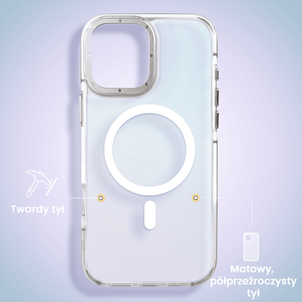 Etui do iPhone 16 Sunrise Fusion Grip z MagSafe, nieślizgające, metalowa osłona, białe