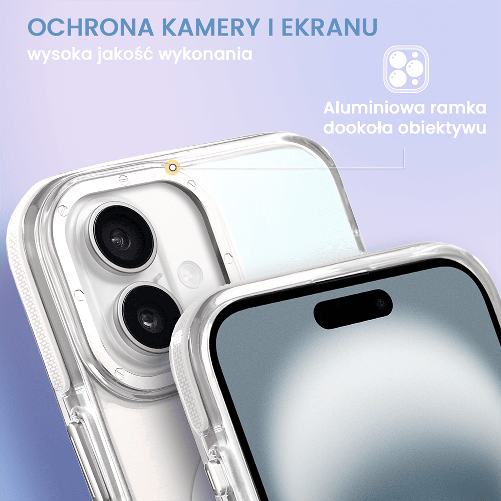 Etui do iPhone 16 Sunrise Fusion Grip z MagSafe, nieślizgające, metalowa osłona, białe