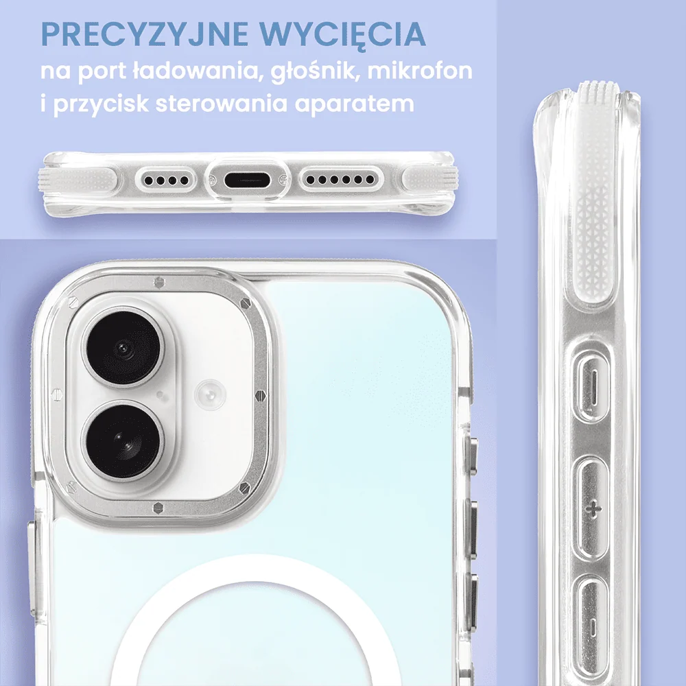 Etui do iPhone 16 Sunrise Fusion Grip z MagSafe, nieślizgające, metalowa osłona, białe