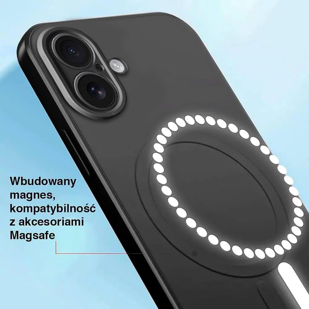 Etui do iPhone 16 silikonowe z mikrofibrą Premium Soft Touch MagSafe, ochrona aparatu, czarne