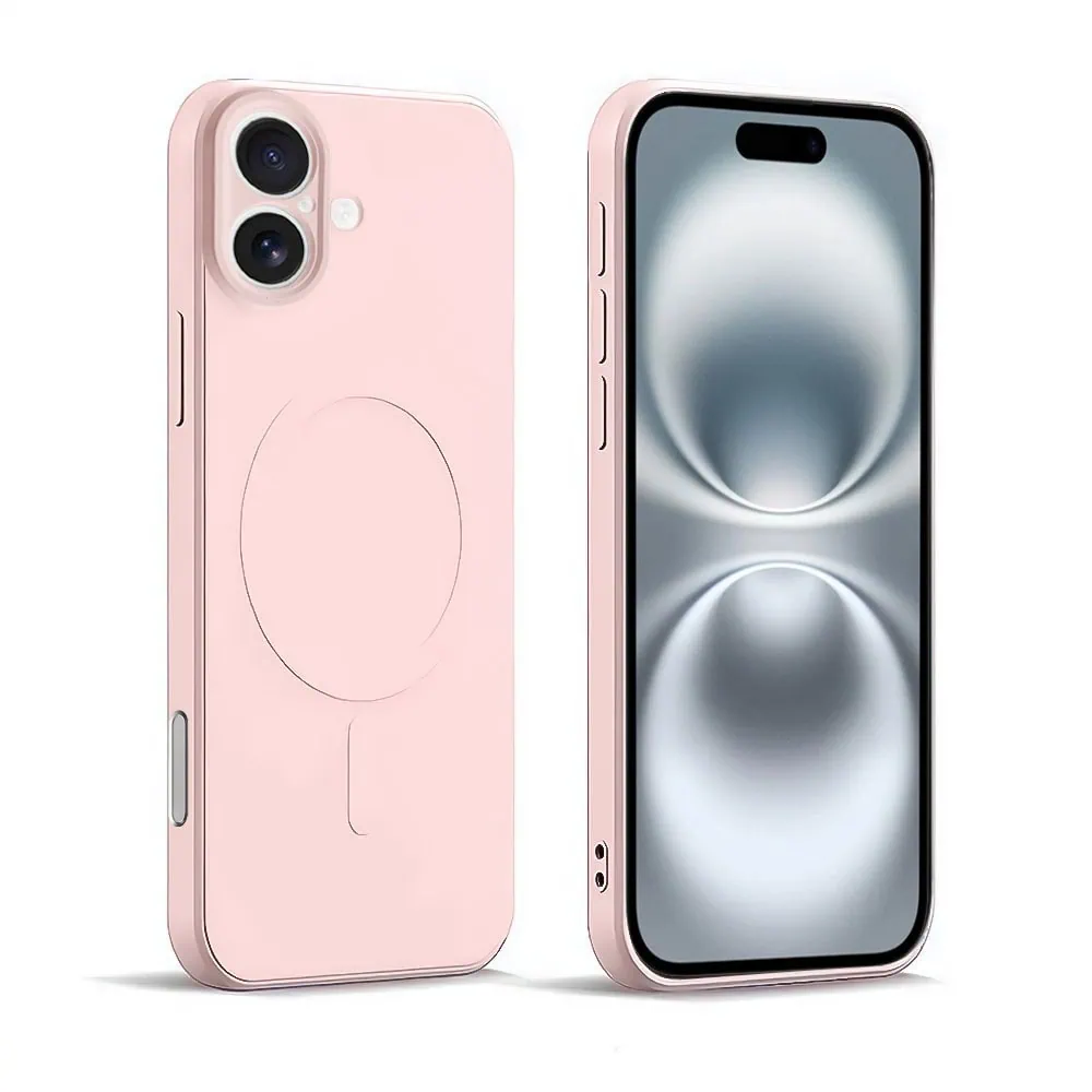 Etui do iPhone 16 Plus silikonowe z mikrofibrą Premium Soft Touch MagSafe, ochrona aparatu, różowe