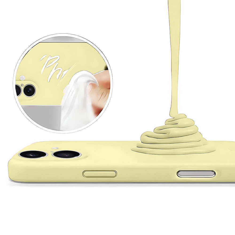 Etui do iPhone 16 Plus silikonowe z mikrofibrą soft touch, jasny żółty