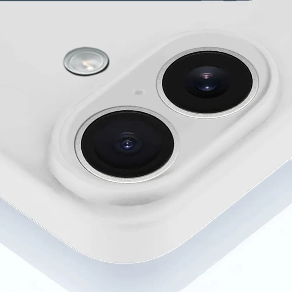 Etui do iPhone 16 silikonowe z mikrofibrą soft touch z osłoną na aparat, białe alabastrowe