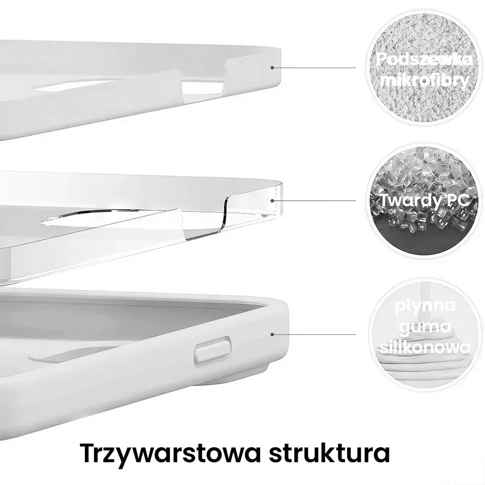 Etui do iPhone 16 silikonowe z mikrofibrą soft touch z osłoną na aparat, białe alabastrowe