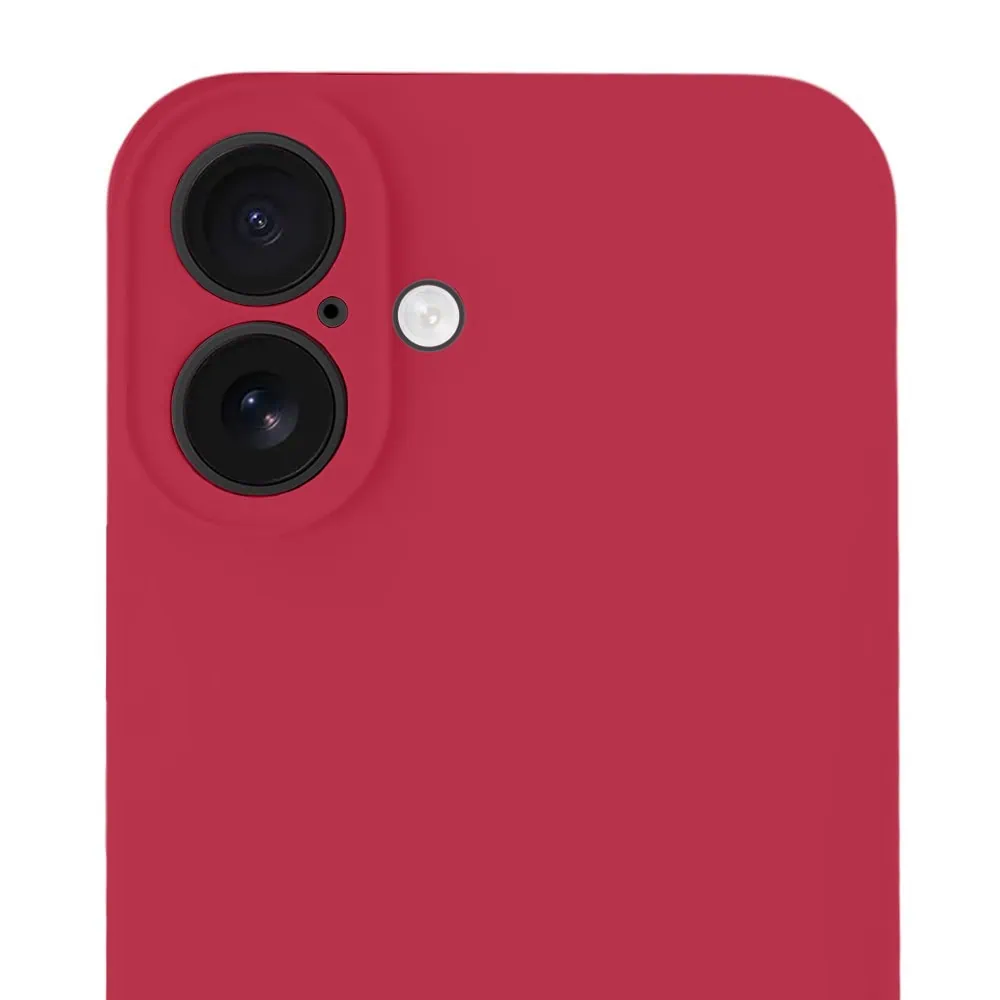 Etui do iPhone 16 Plus silikonowe z mikrofibrą soft touch z osłoną na aparat, ceglasta czerwień