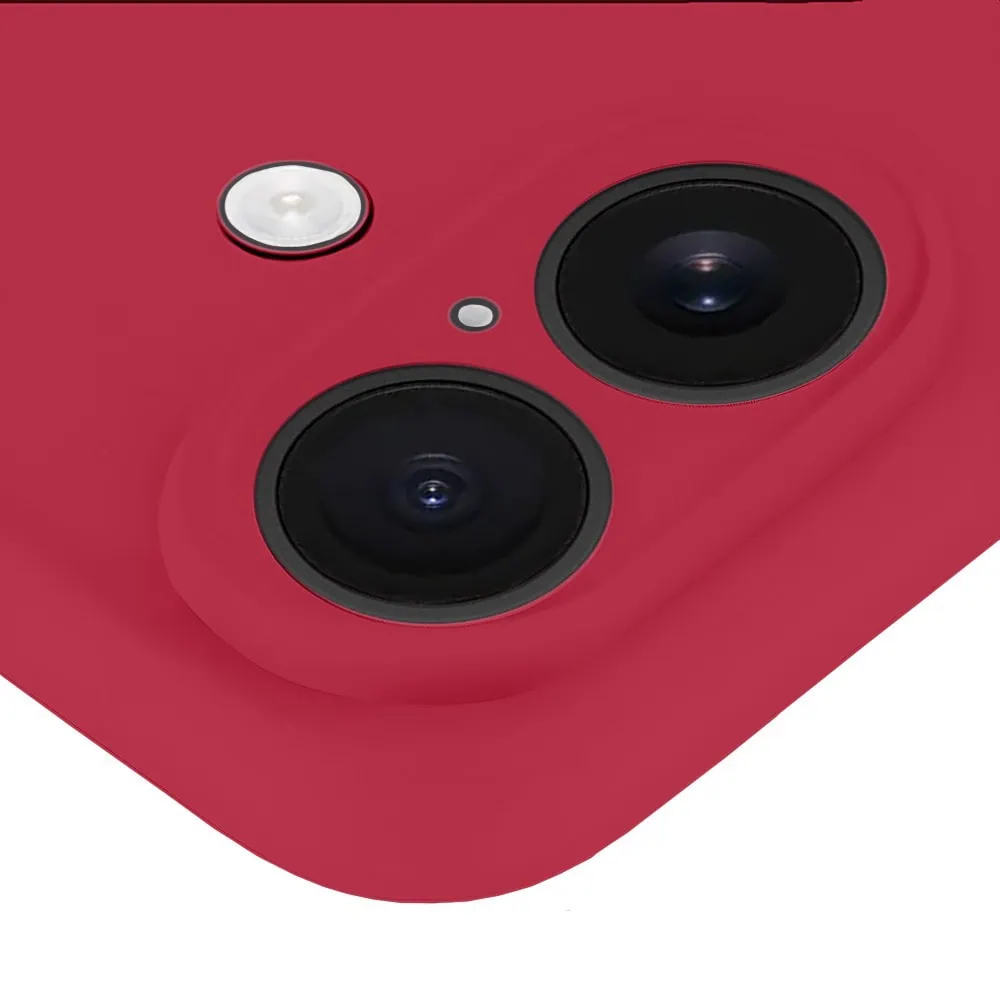 Etui do iPhone 16 Plus silikonowe z mikrofibrą soft touch z osłoną na aparat, ceglasta czerwień