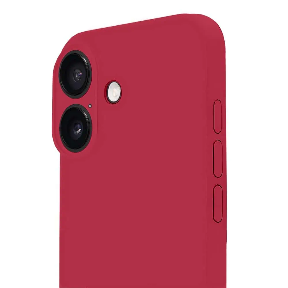 Etui do iPhone 16 Plus silikonowe z mikrofibrą soft touch z osłoną na aparat, ceglasta czerwień