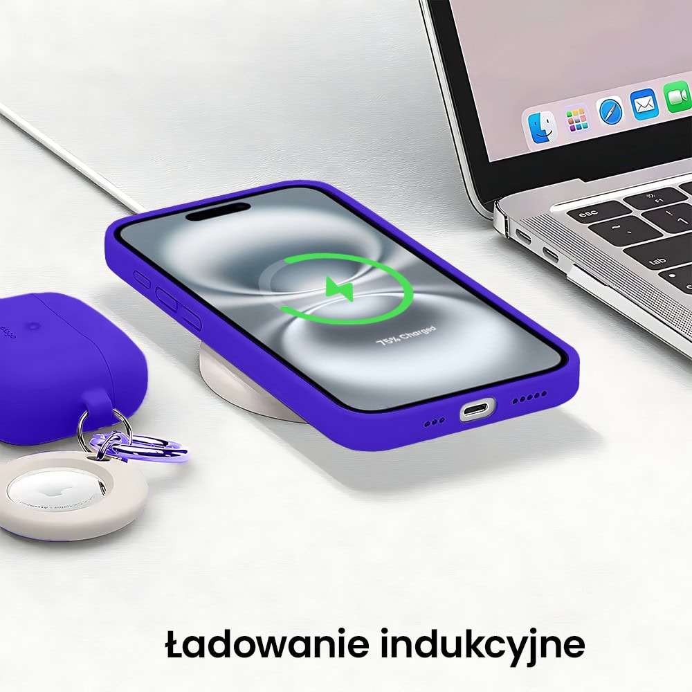 Etui do iPhone 16 Plus silikonowe z mikrofibrą soft touch z osłoną na aparat, elektryczny błękit