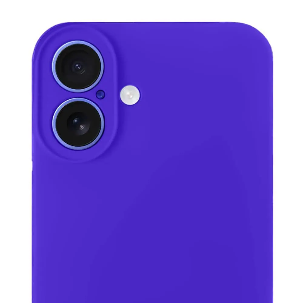 Etui do iPhone 16 Plus silikonowe z mikrofibrą soft touch z osłoną na aparat, elektryczny błękit