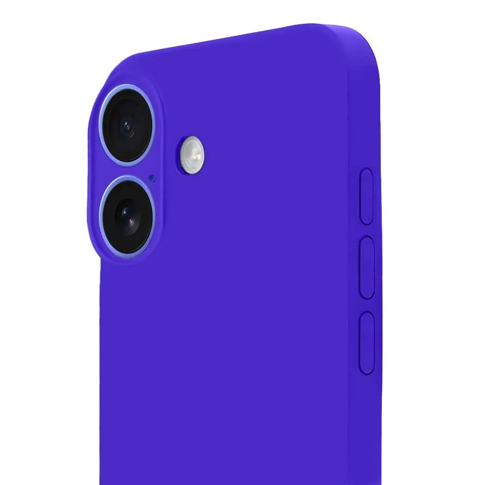 Etui do iPhone 16 Plus silikonowe z mikrofibrą soft touch z osłoną na aparat, elektryczny błękit