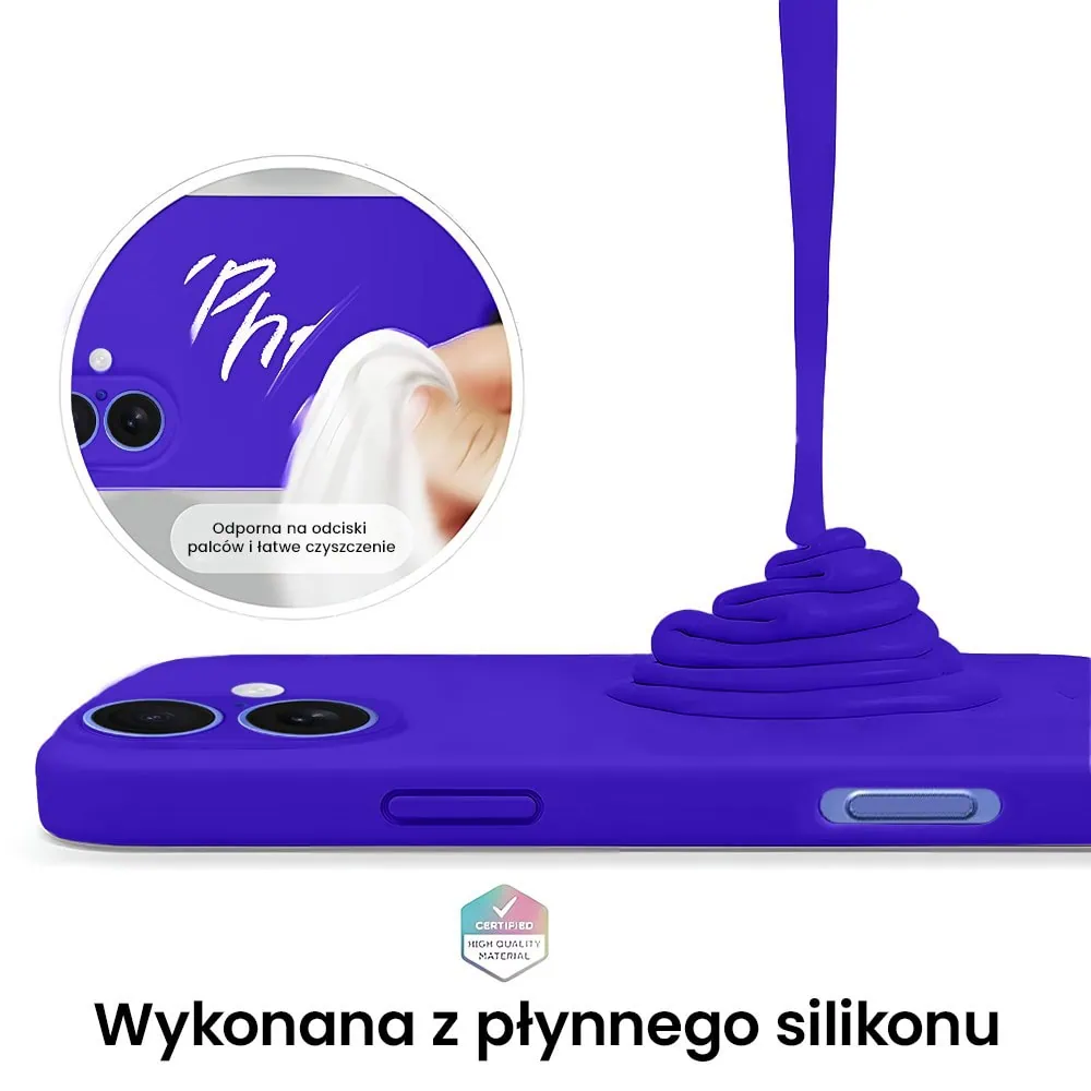 Etui do iPhone 16 Plus silikonowe z mikrofibrą soft touch z osłoną na aparat, elektryczny błękit