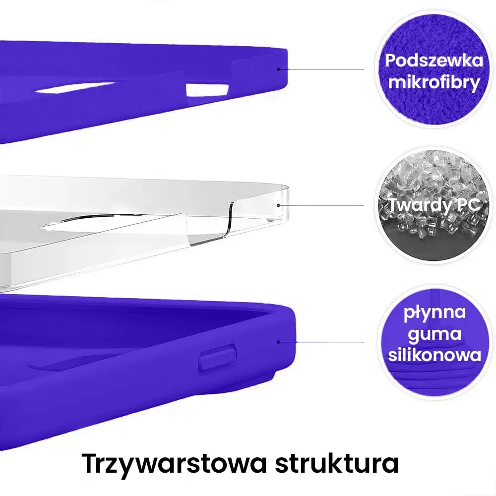 Etui do iPhone 16 Plus silikonowe z mikrofibrą soft touch z osłoną na aparat, elektryczny błękit