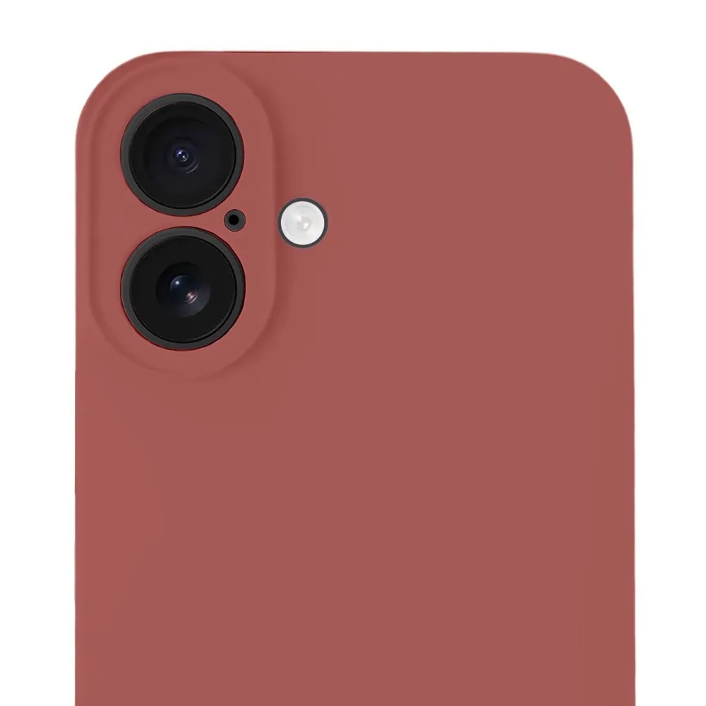 Etui do iPhone 16 Plus silikonowe z mikrofibrą soft touch z osłoną na aparat, gorąca czekolada