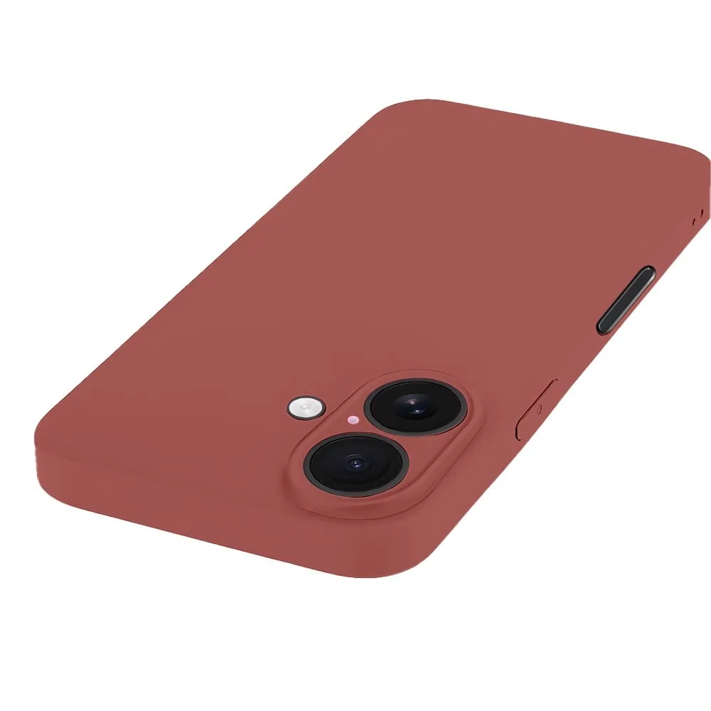 Etui do iPhone 16 Plus silikonowe z mikrofibrą soft touch z osłoną na aparat, gorąca czekolada