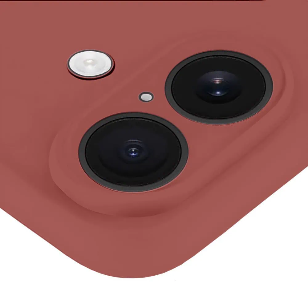 Etui do iPhone 16 Plus silikonowe z mikrofibrą soft touch z osłoną na aparat, gorąca czekolada