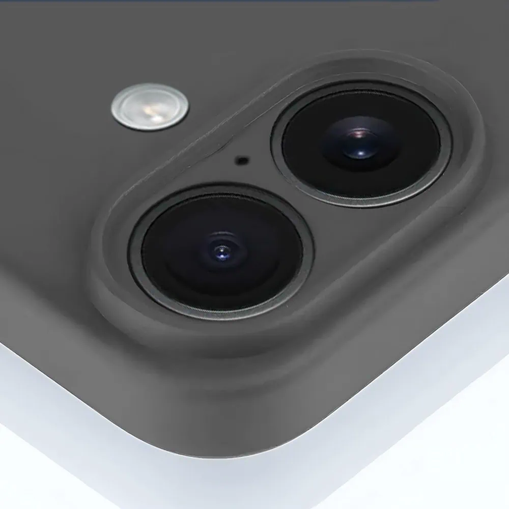 Etui do iPhone 16 Plus silikonowe z mikrofibrą soft touch z osłoną na aparat, grafitowe