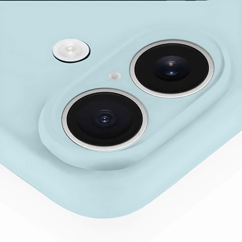 Etui do iPhone 16 Plus silikonowe z mikrofibrą soft touch z osłoną na aparat, jasny niebieski