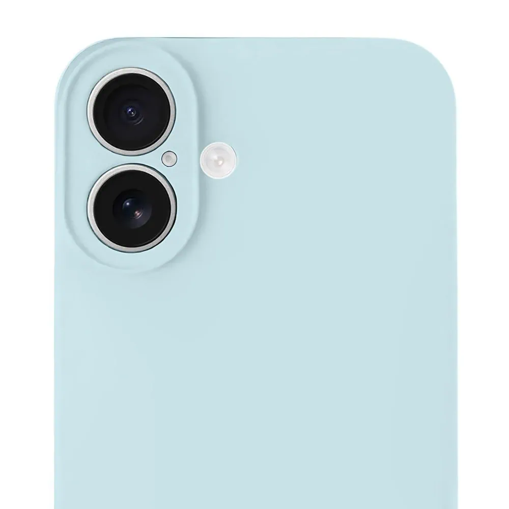 Etui do iPhone 16 Plus silikonowe z mikrofibrą soft touch z osłoną na aparat, jasny niebieski