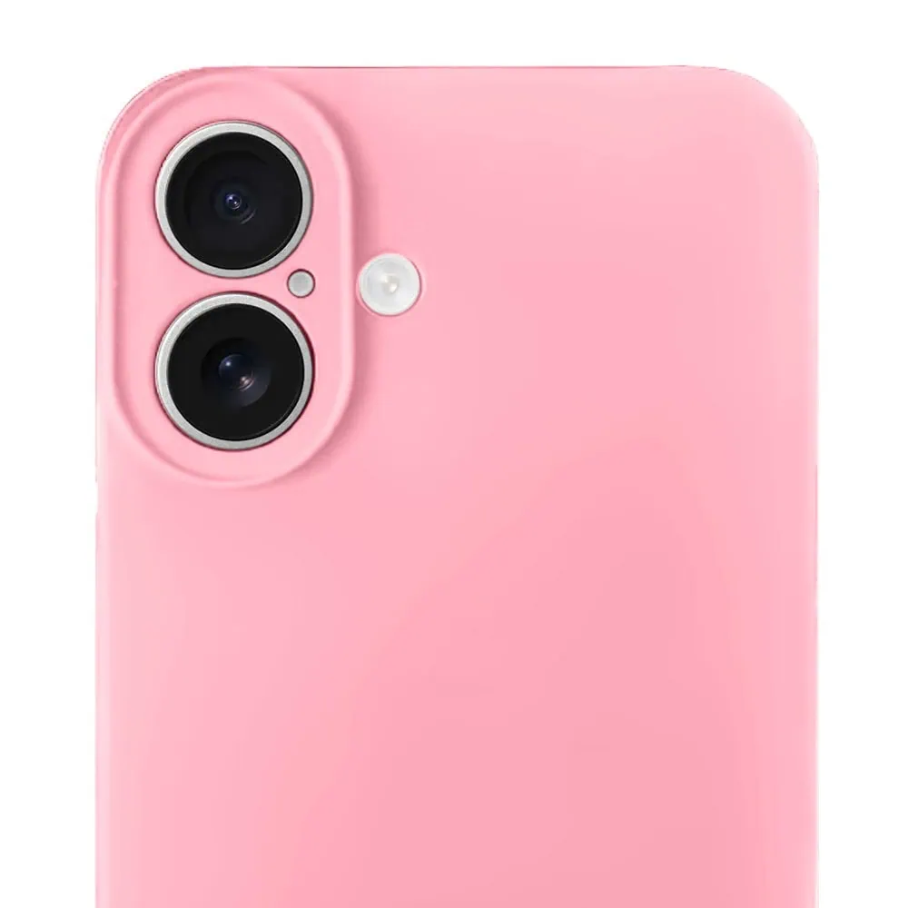 Etui do iPhone 16 Plus silikonowe z mikrofibrą soft touch z osłoną na aparat, jasny róż