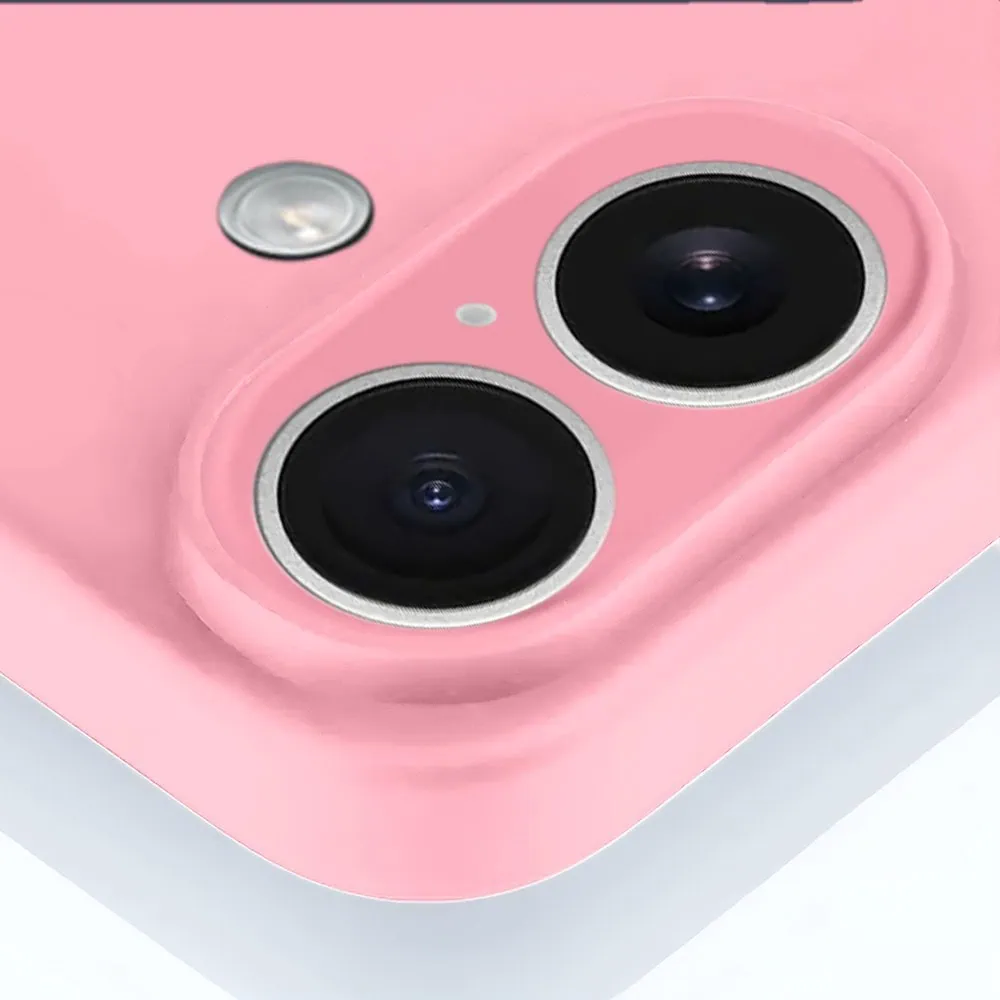 Etui do iPhone 16 Plus silikonowe z mikrofibrą soft touch z osłoną na aparat, jasny róż