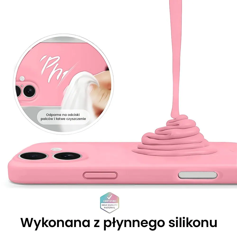 Etui do iPhone 16 Plus silikonowe z mikrofibrą soft touch z osłoną na aparat, jasny róż