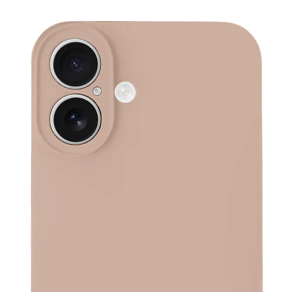 Etui do iPhone 16 silikonowe z mikrofibrą soft touch z osłoną na aparat, kawowe
