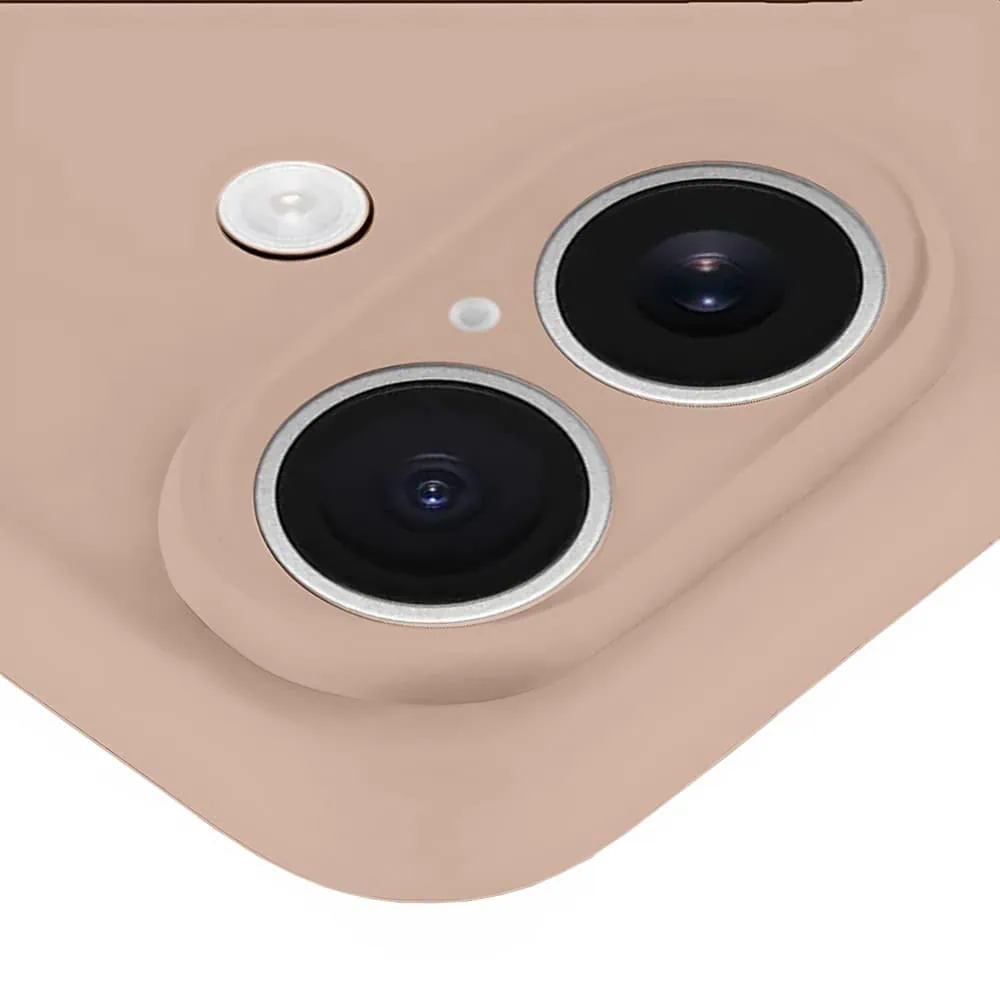Etui do iPhone 16 silikonowe z mikrofibrą soft touch z osłoną na aparat, kawowe