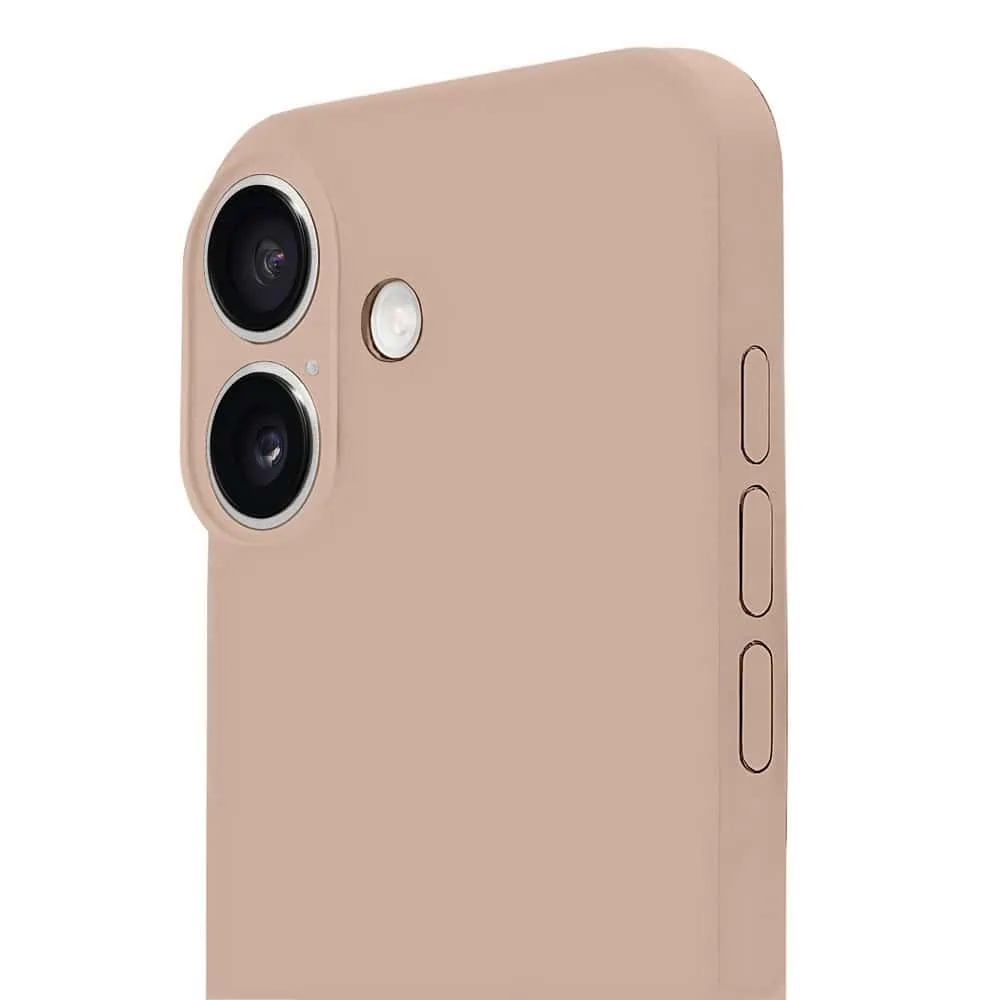 Etui do iPhone 16 silikonowe z mikrofibrą soft touch z osłoną na aparat, kawowe