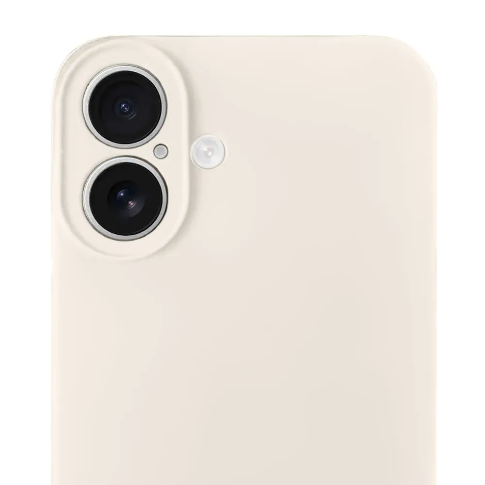 Etui do iPhone 16 Plus silikonowe z mikrofibrą soft touch z osłoną na aparat, kremowe