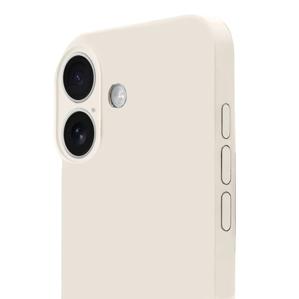 Etui do iPhone 16 Plus silikonowe z mikrofibrą soft touch z osłoną na aparat, kremowe