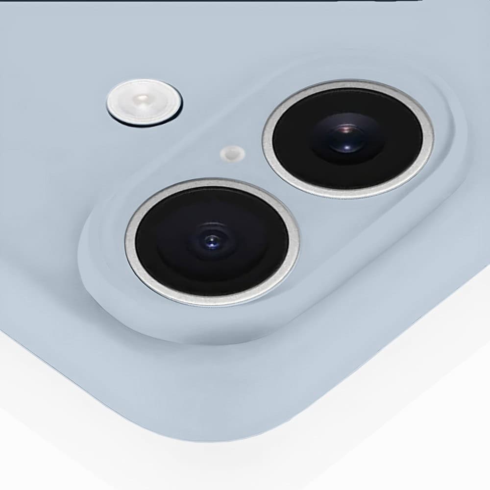 Etui do iPhone 16 Plus silikonowe z mikrofibrą soft touch z osłoną na aparat, lodowy błękit