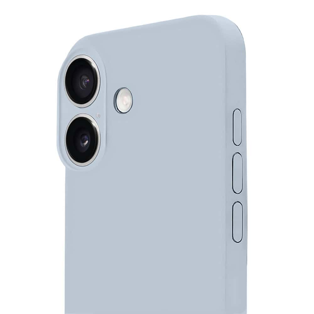 Etui do iPhone 16 Plus silikonowe z mikrofibrą soft touch z osłoną na aparat, lodowy błękit