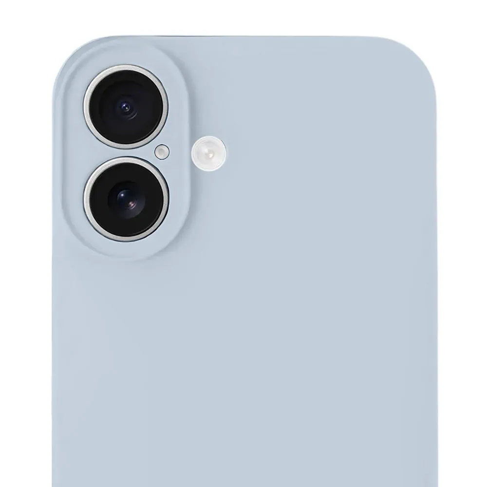 Etui do iPhone 16 Plus silikonowe z mikrofibrą soft touch z osłoną na aparat, lodowy błękit