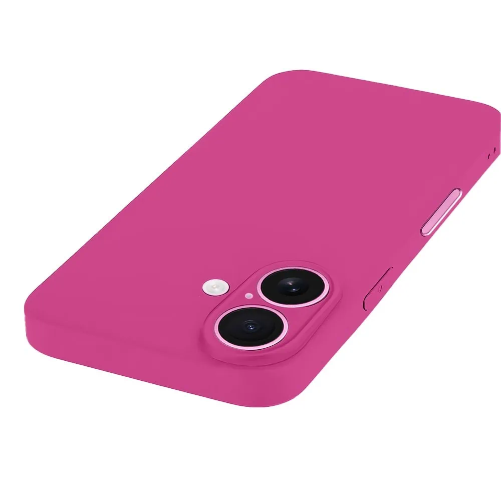 Etui do iPhone 16 Plus silikonowe z mikrofibrą soft touch z osłoną na aparat, malinowe