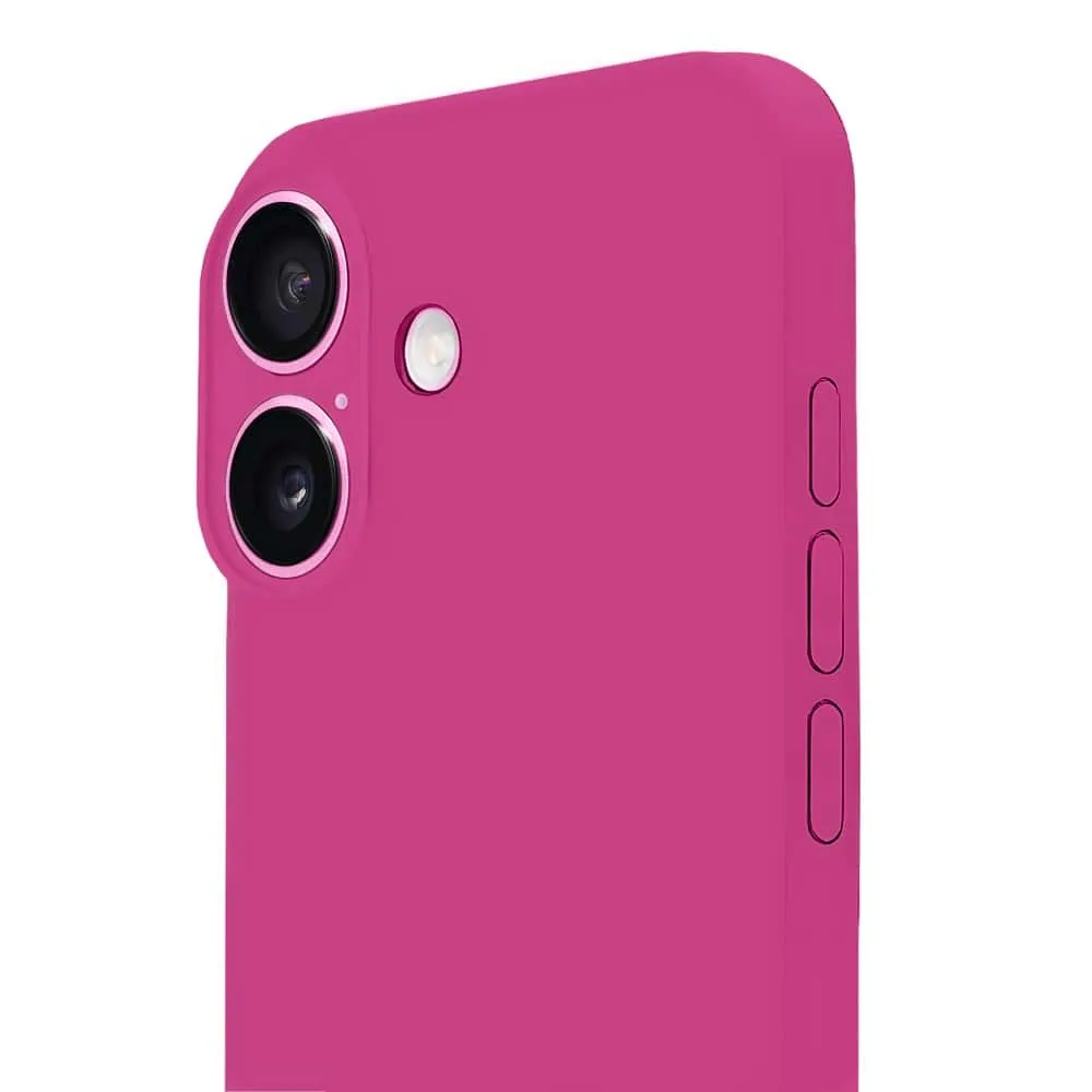 Etui do iPhone 16 Plus silikonowe z mikrofibrą soft touch z osłoną na aparat, malinowe