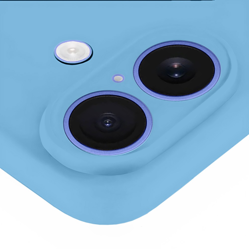 Etui do iPhone 16 Plus silikonowe z mikrofibrą soft touch z osłoną na aparat, niebieskie