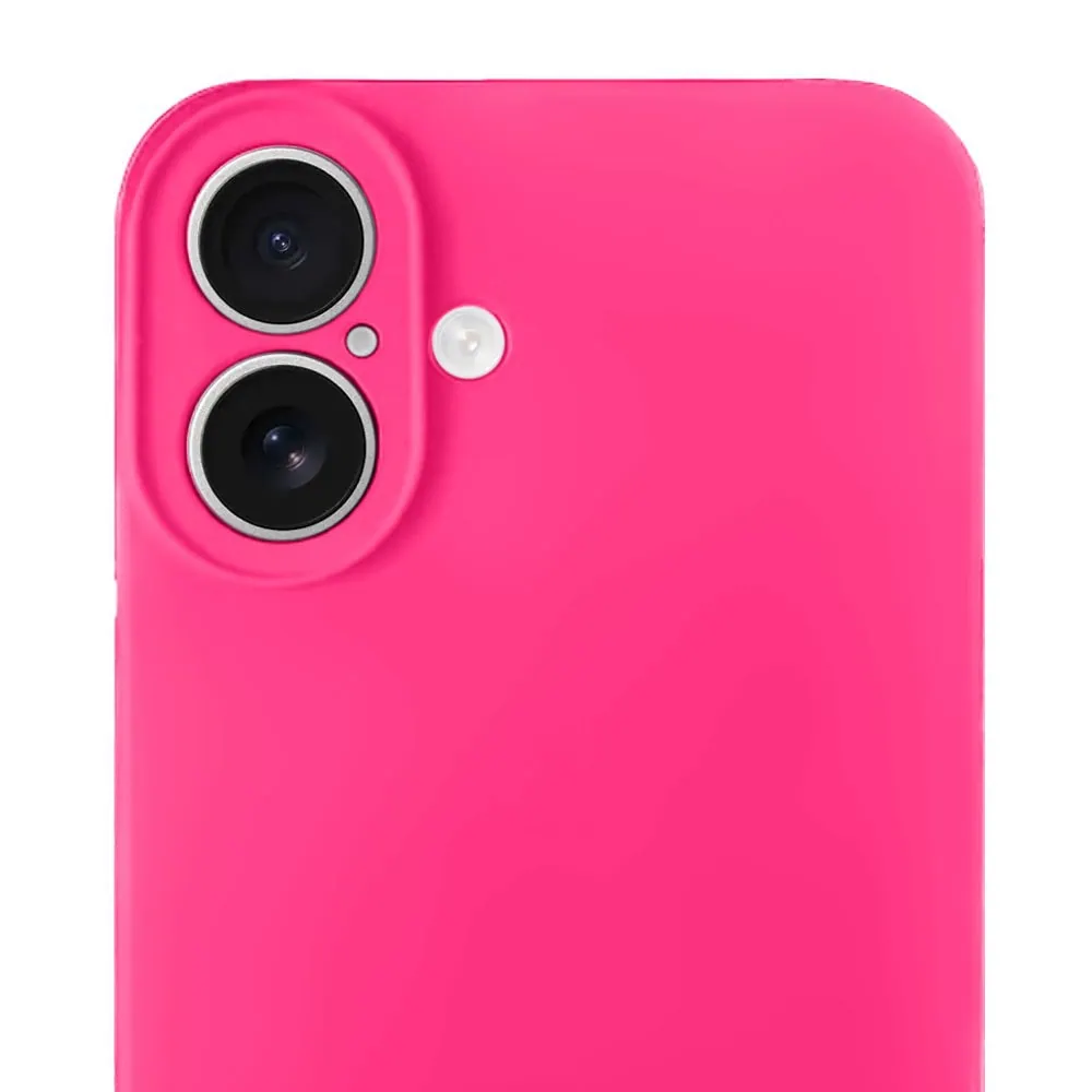 Etui do iPhone 16 Plus silikonowe z mikrofibrą soft touch z osłoną na aparat, różowe