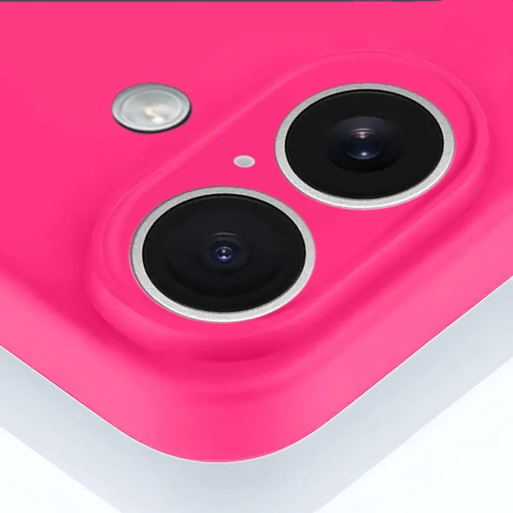 Etui do iPhone 16 Plus silikonowe z mikrofibrą soft touch z osłoną na aparat, różowe